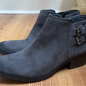 Sam Edelman Sz 8 Womens Petal Gray Leather Suede Zip Up Ankle Boots Booties